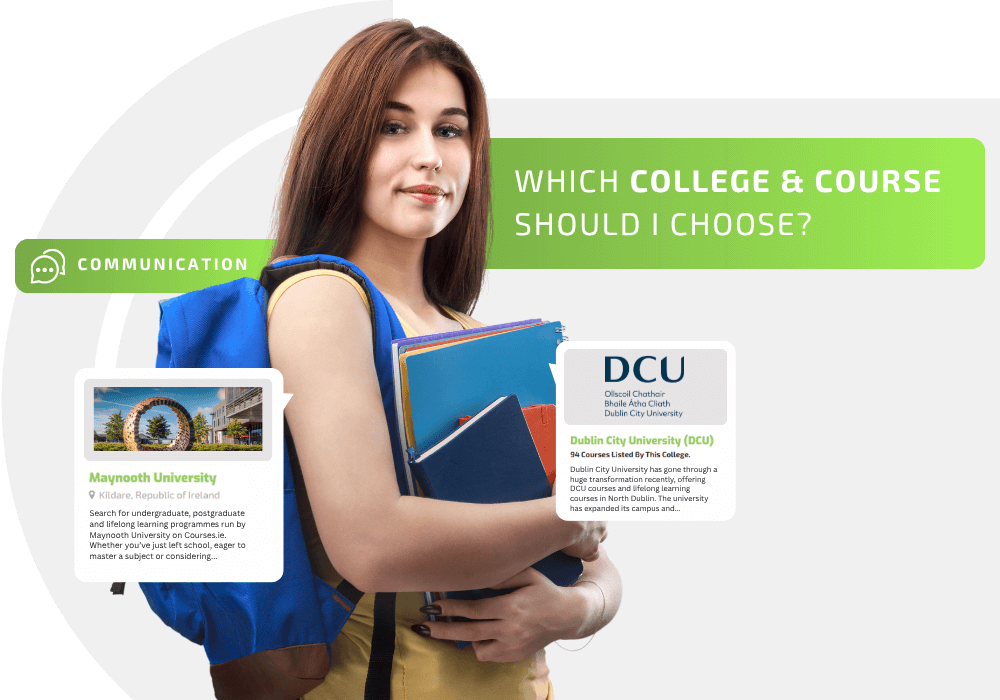female student standing with text books in her hands