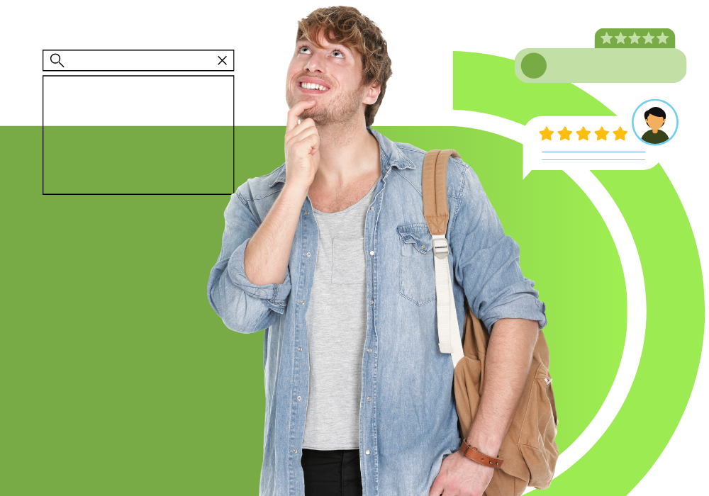 happy male student thinking